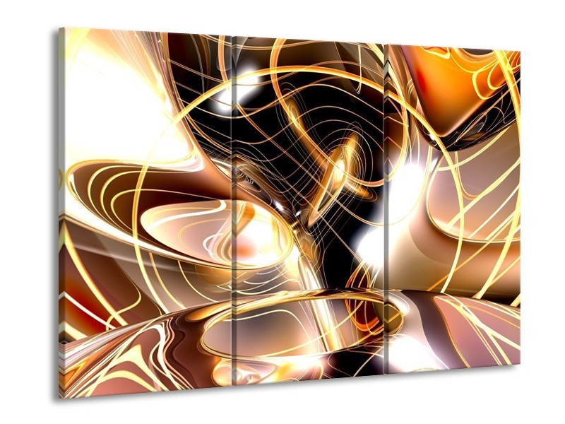 Glas schilderij Abstract | Wit, Bruin, Wit | 90x60cm 3Luik