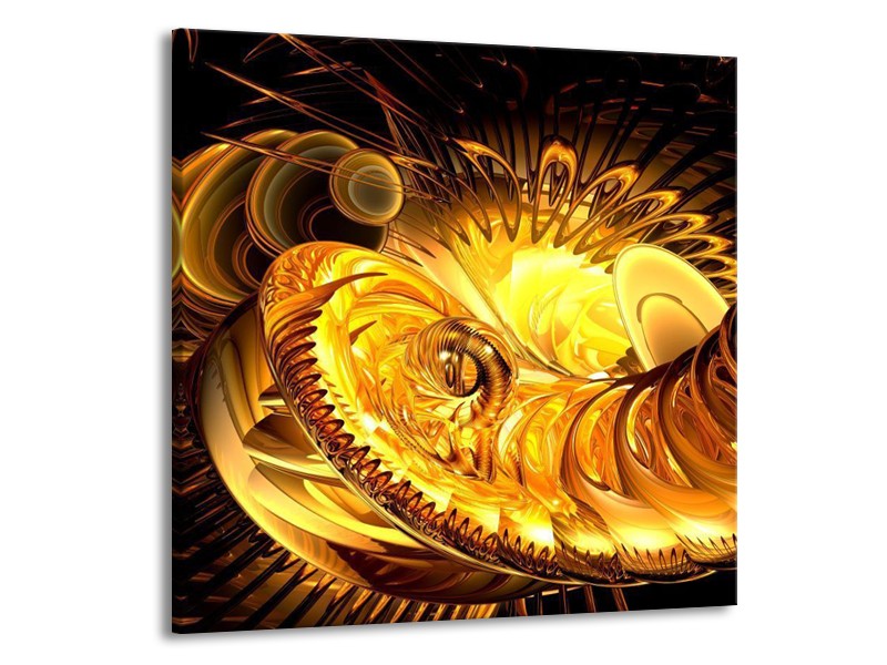 Glas schilderij Abstract | Geel, Goud, Zwart | 50x50cm 1Luik