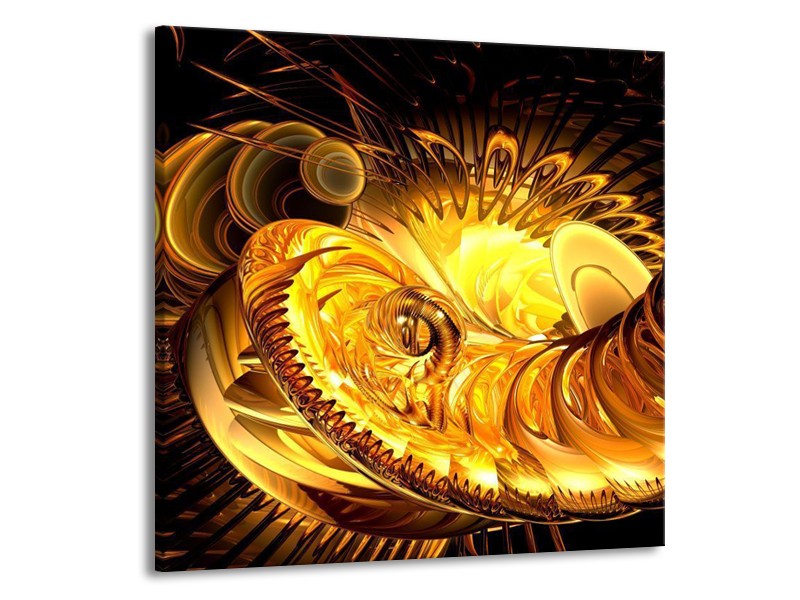 Canvas schilderij Abstract | Geel, Goud, Zwart | 70x70cm 1Luik