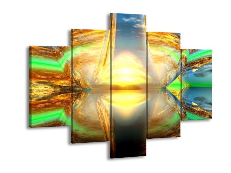 Glas schilderij Spiegel | Geel, Groen, Grijs | 150x105cm 5Luik