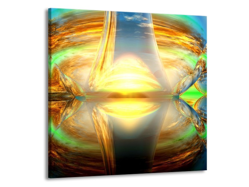 Glas schilderij Spiegel | Geel, Groen, Grijs | 70x70cm 1Luik