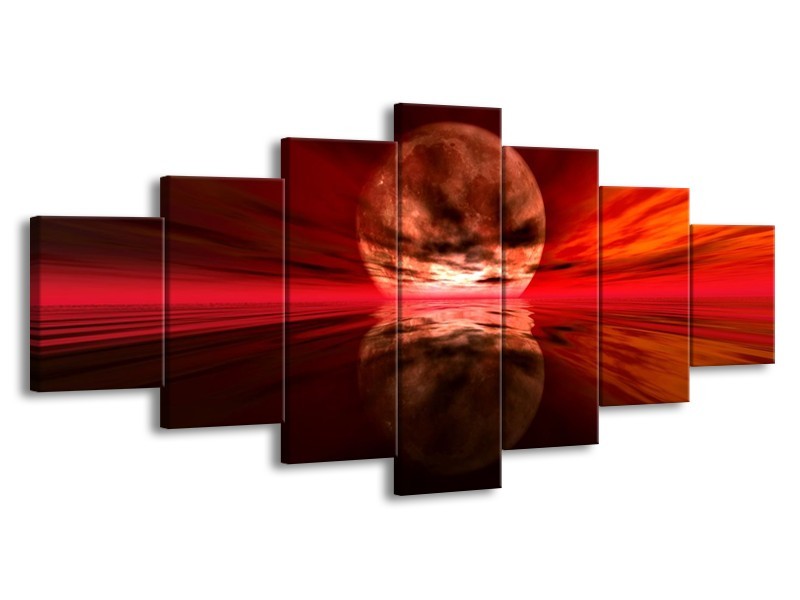Glas schilderij Maan | Rood, Zwart, Bruin | 210x100cm 7Luik