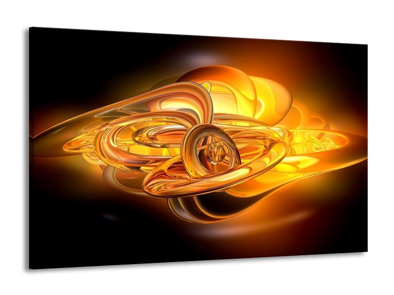 Canvas schilderij Abstract | Geel, Oranje, Bruin | 140x90cm 1Luik