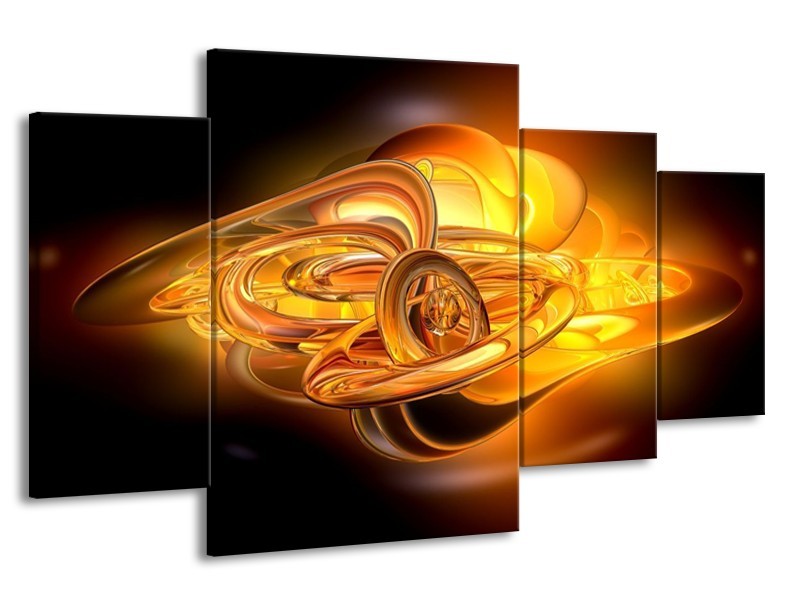 Glas schilderij Abstract | Geel, Oranje, Bruin | 160x90cm 4Luik
