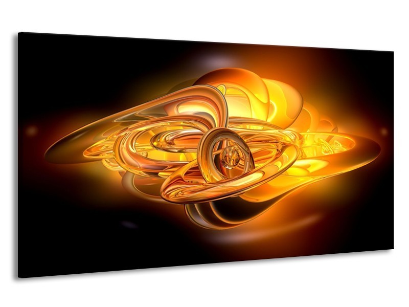 Canvas schilderij Abstract | Geel, Oranje, Bruin | 190x100cm 1Luik