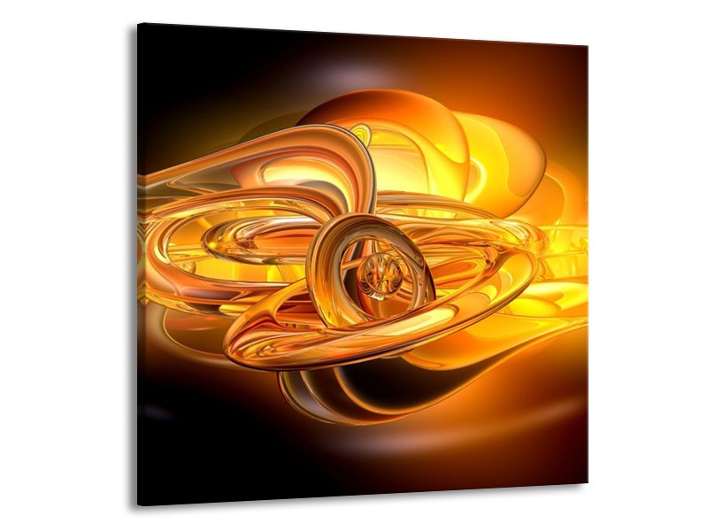 Glas schilderij Abstract | Geel, Oranje, Bruin | 50x50cm 1Luik