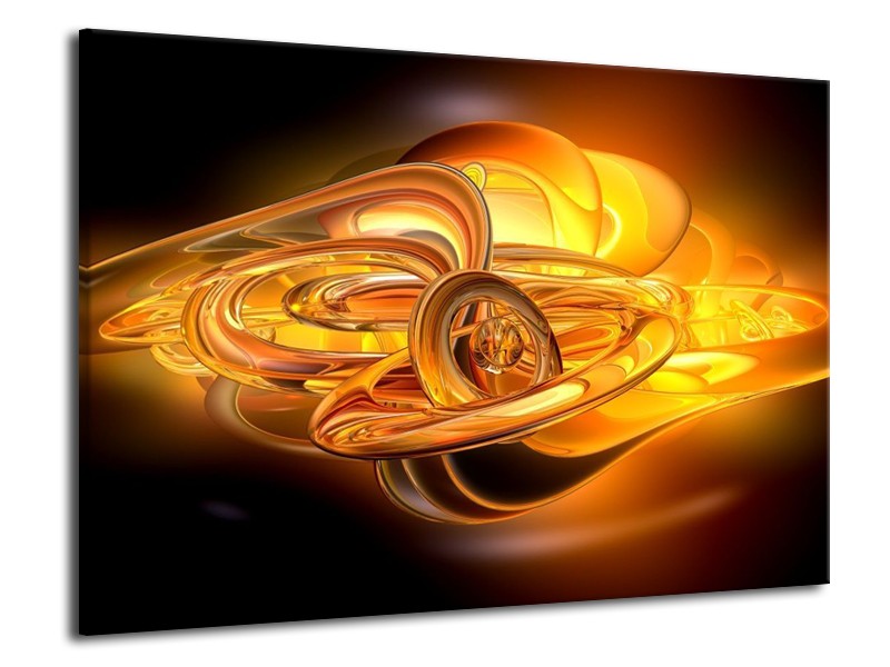 Glas schilderij Abstract | Geel, Oranje, Bruin | 70x50cm 1Luik