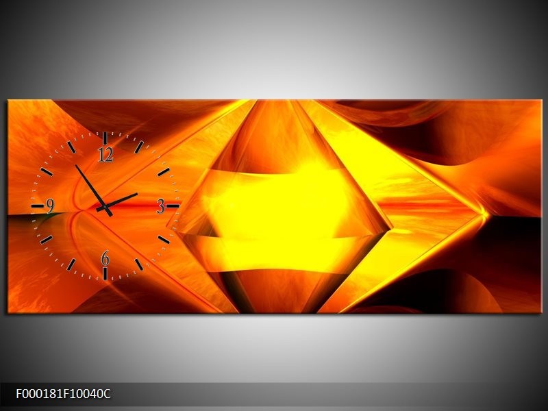 Klok schilderij Abstract | Geel, Oranje, Bruin | 100x40cm 1Luik
