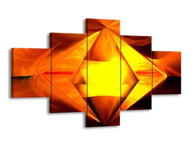 Glas schilderij Abstract | Geel, Oranje, Bruin | 125x70cm 5Luik
