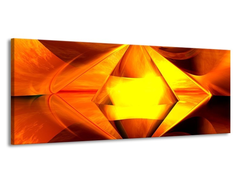 Glas schilderij Abstract | Geel, Oranje, Bruin | 145x58cm 1Luik