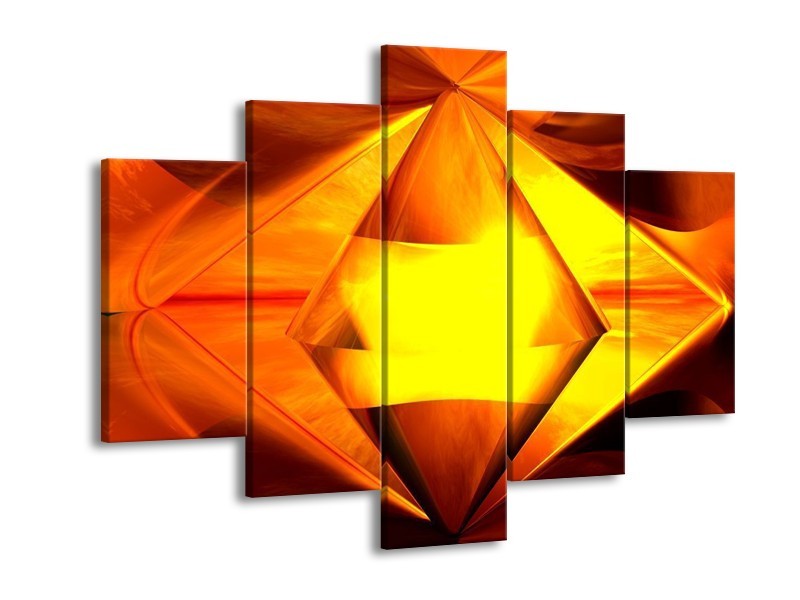Glas schilderij Abstract | Geel, Oranje, Bruin | 150x105cm 5Luik