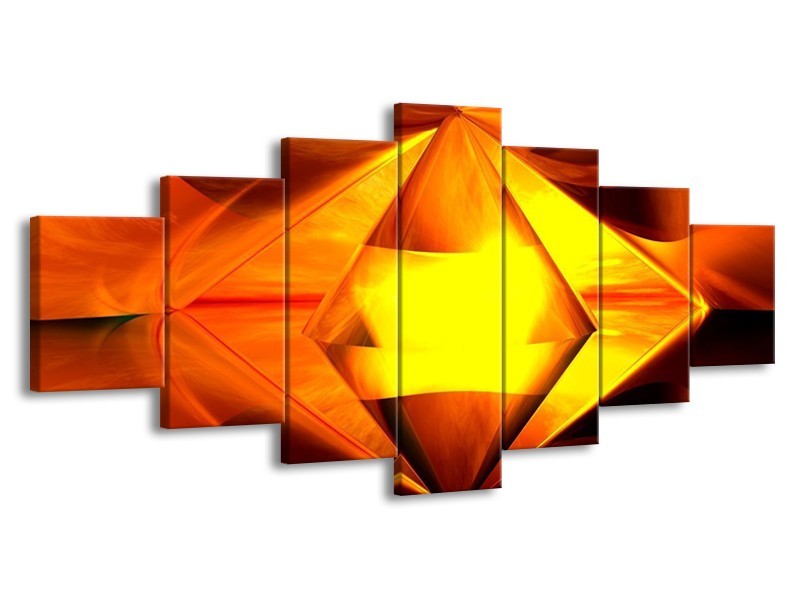 Glas schilderij Abstract | Geel, Oranje, Bruin | 210x100cm 7Luik