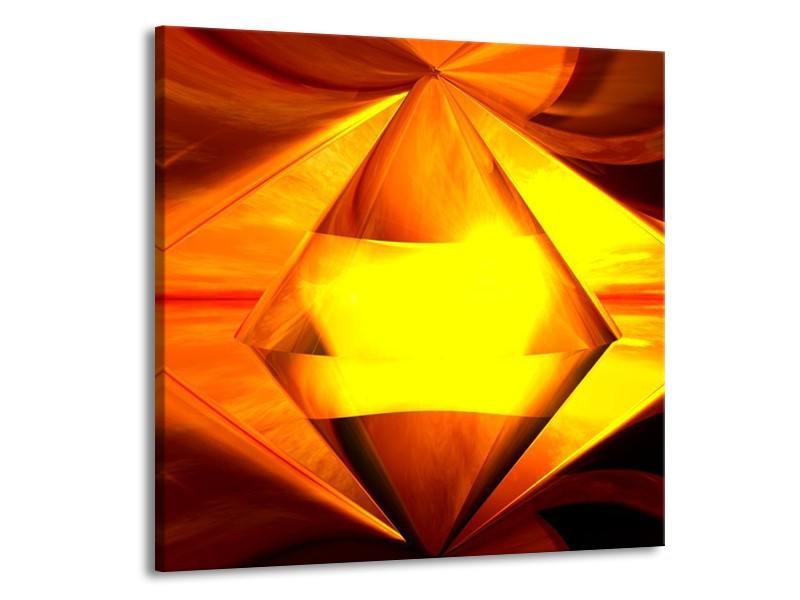 Glas schilderij Abstract | Geel, Oranje, Bruin | 50x50cm 1Luik