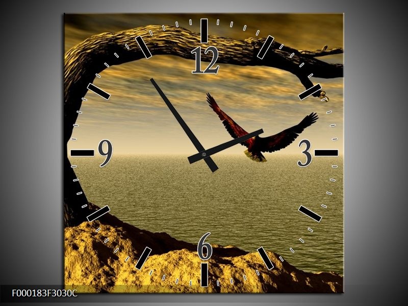 Klok schilderij Boom | Grijs, Geel, Wit | 30x30cm 1Luik