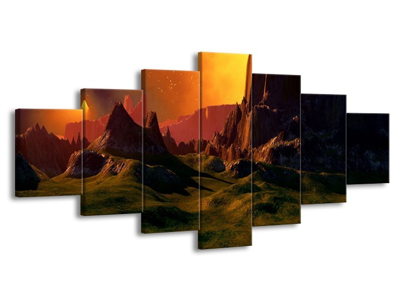 Glas schilderij Natuur | Groen, Bruin, Oranje | 210x100cm 7Luik