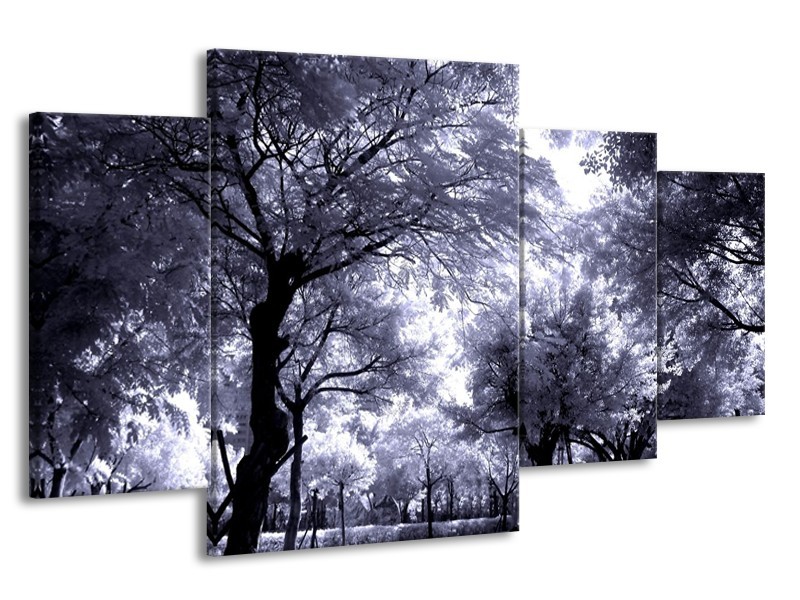 Glas schilderij Bomen | Grijs, Wit, Zwart | 160x90cm 4Luik