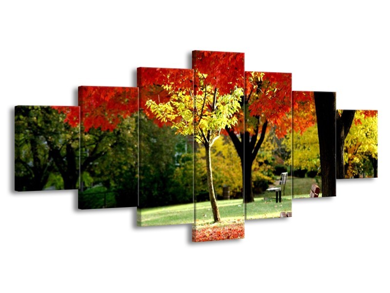 Canvas schilderij Park | Rood, Geel, Groen | 210x100cm 7Luik