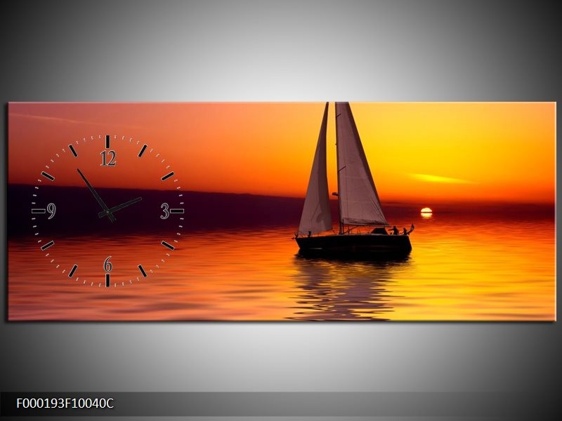 Klok schilderij Boot | Rood, Geel, Zwart | 100x40cm 1Luik