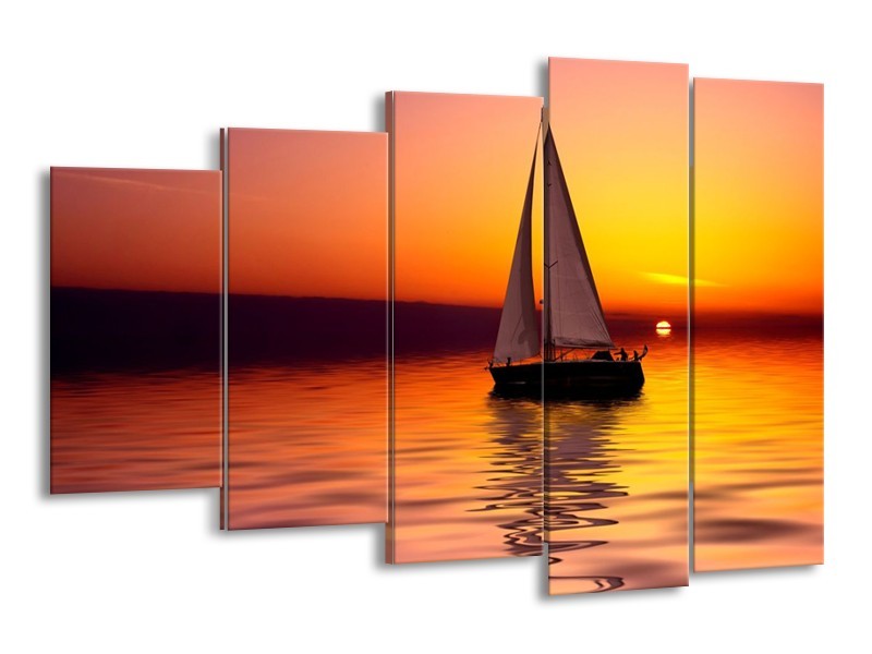 Glas schilderij Boot | Rood, Geel, Zwart | 150x100cm 5Luik