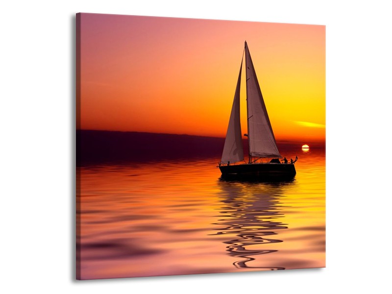 Canvas schilderij Boot | Rood, Geel, Zwart | 50x50cm 1Luik
