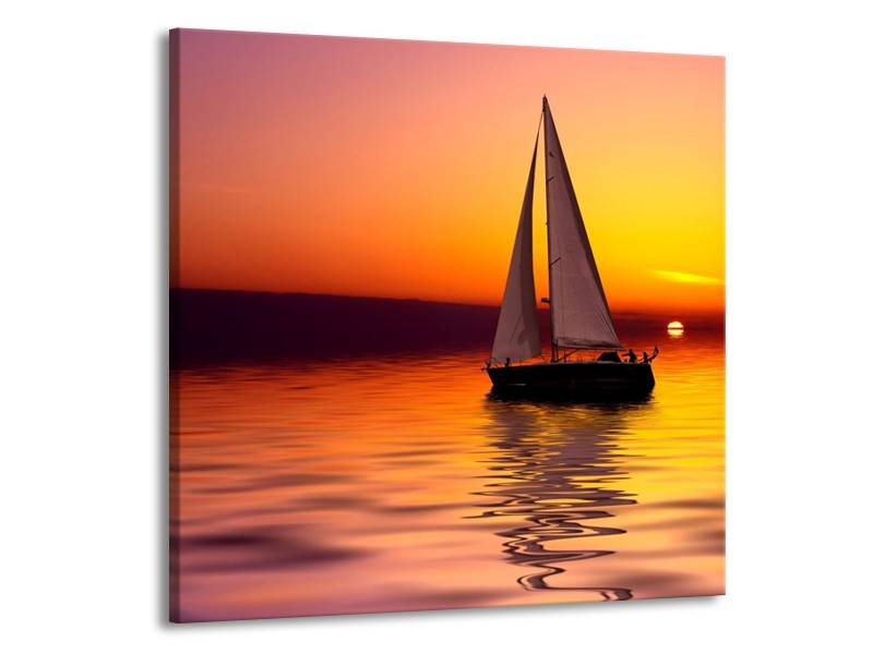 Glas schilderij Boot | Rood, Geel, Zwart | 70x70cm 1Luik