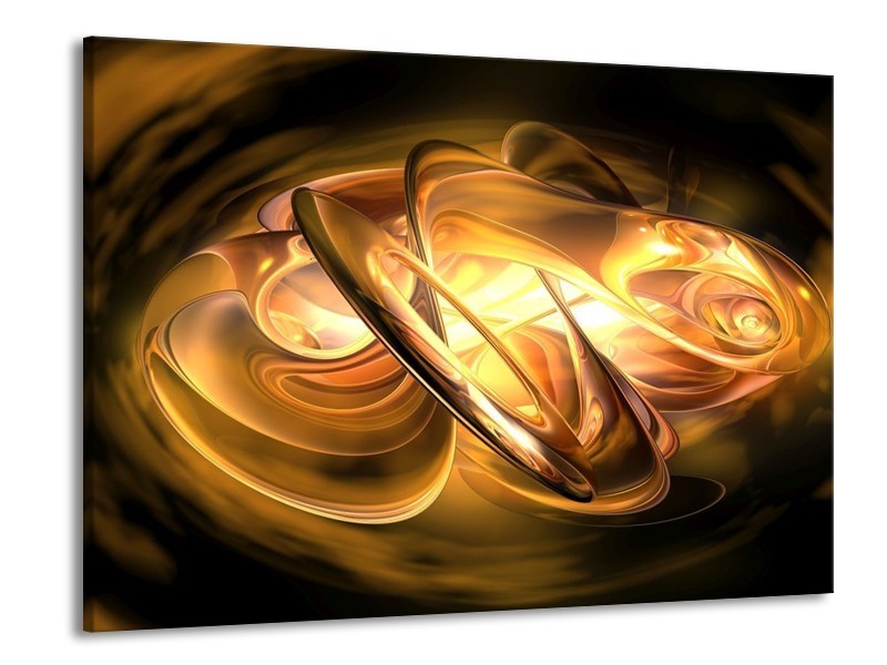 Glas schilderij Abstract | Geel, Oranje, Bruin | 100x70cm 1Luik