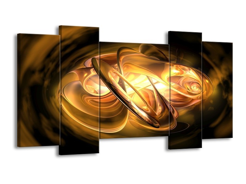 Glas schilderij Abstract | Geel, Oranje, Bruin | 120x65cm 5Luik