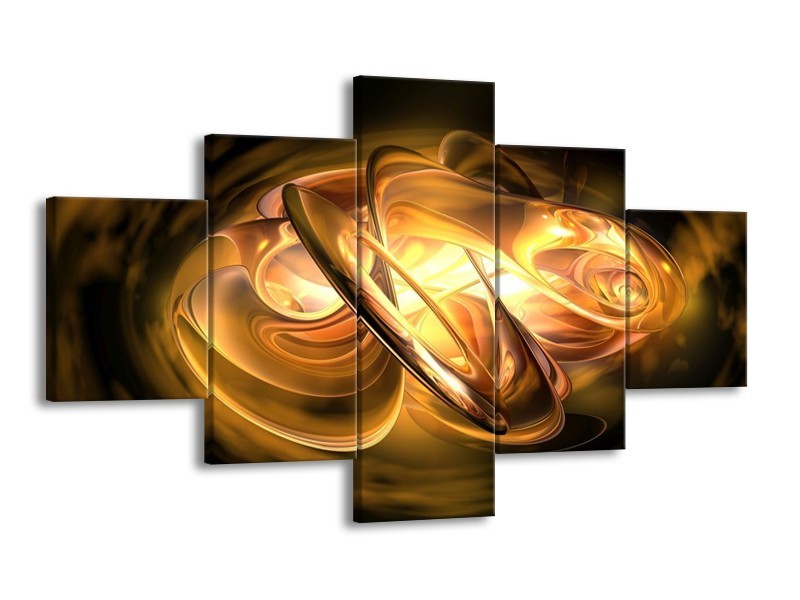 Glas schilderij Abstract | Geel, Oranje, Bruin | 125x70cm 5Luik