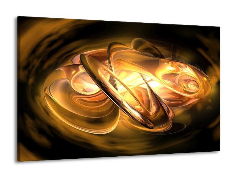 Glas schilderij Abstract | Geel, Oranje, Bruin | 140x90cm 1Luik