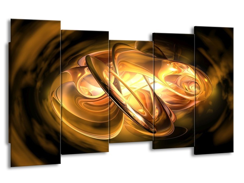 Glas schilderij Abstract | Geel, Oranje, Bruin | 150x80cm 5Luik