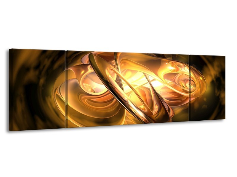 Canvas schilderij Abstract | Geel, Oranje, Bruin | 170x50cm 3Luik