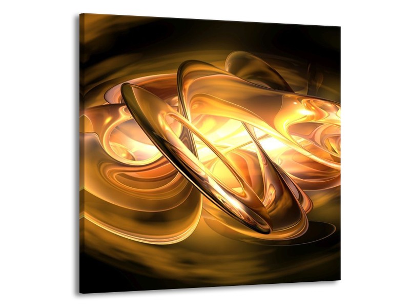 Glas schilderij Abstract | Geel, Oranje, Bruin | 70x70cm 1Luik