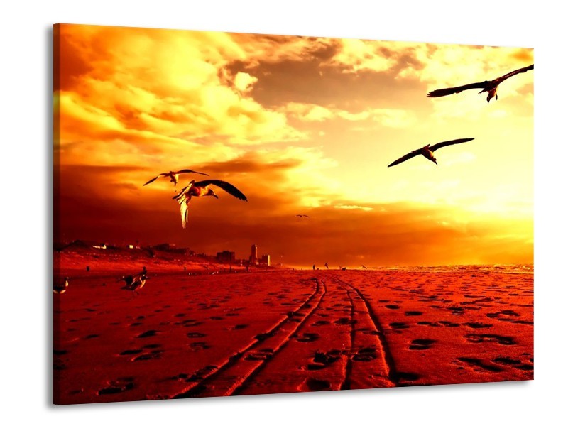 Canvas schilderij Vogels | Rood, Geel, Wit | 100x70cm 1Luik