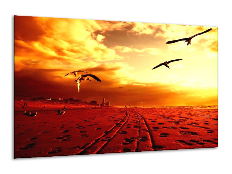 Canvas schilderij Vogels | Rood, Geel, Wit | 120x70cm 1Luik