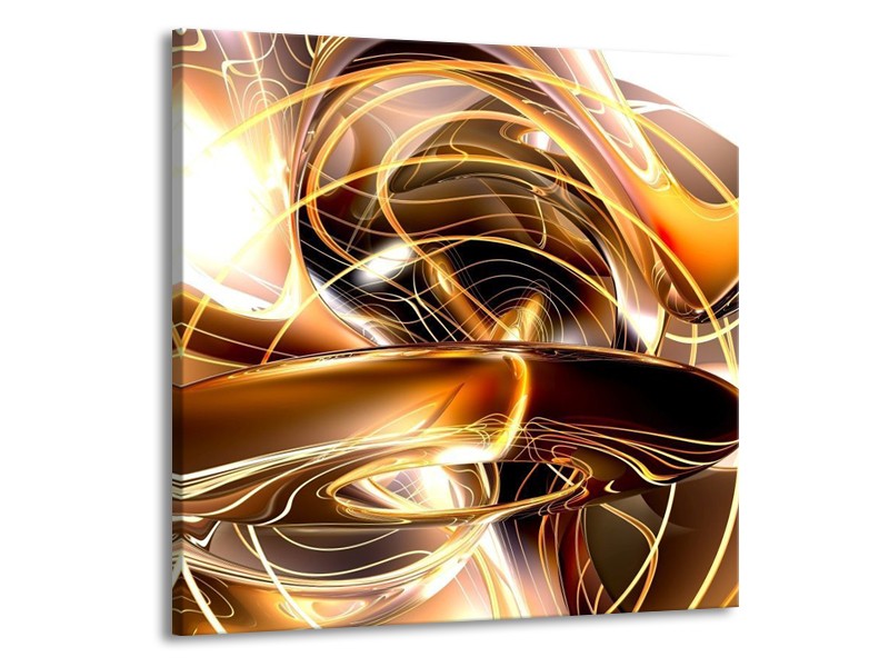 Glas schilderij Abstract | Goud, Geel, Bruin | 70x70cm 1Luik