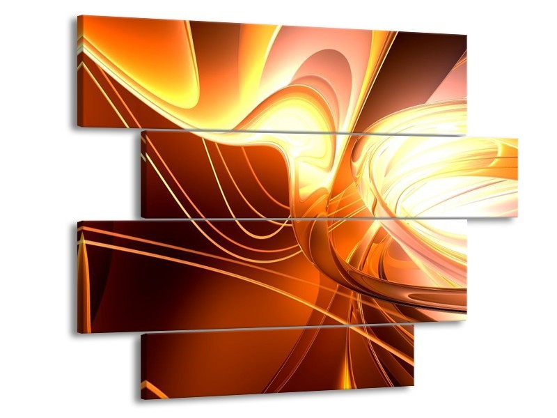 Glas schilderij Abstract | Wit, Geel, Oranje | 115x85cm 4Luik