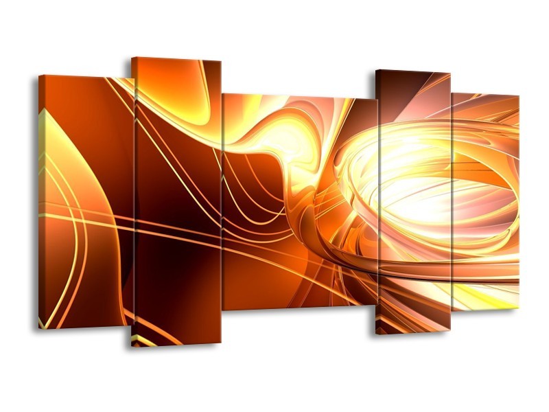 Glas schilderij Abstract | Wit, Geel, Oranje | 120x65cm 5Luik