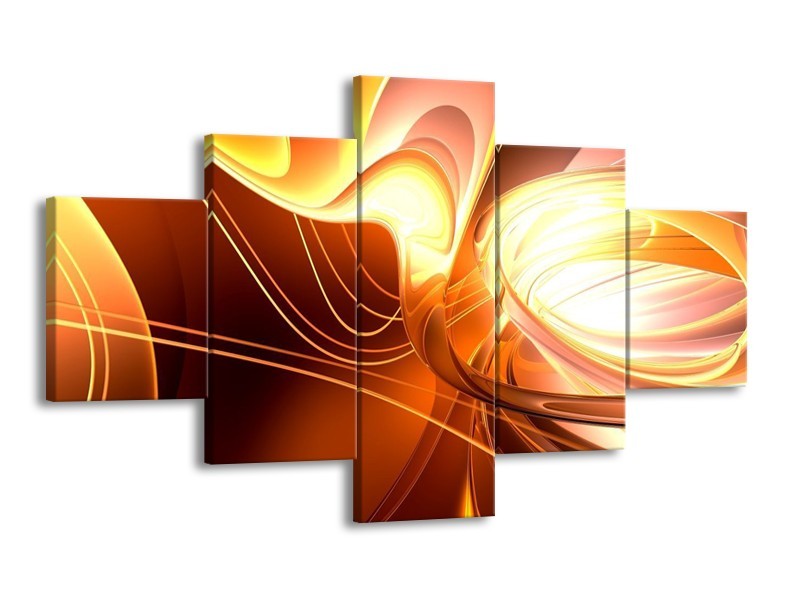 Glas schilderij Abstract | Wit, Geel, Oranje | 125x70cm 5Luik