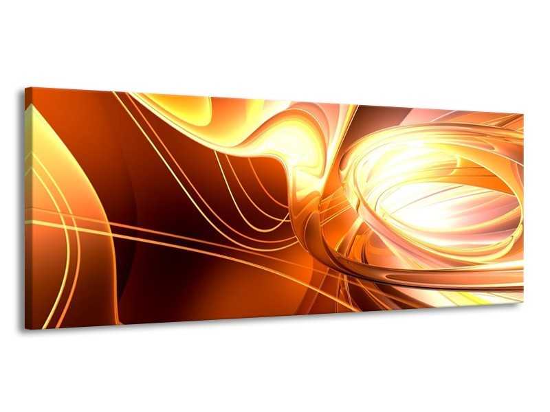 Glas schilderij Abstract | Wit, Geel, Oranje | 145x58cm 1Luik