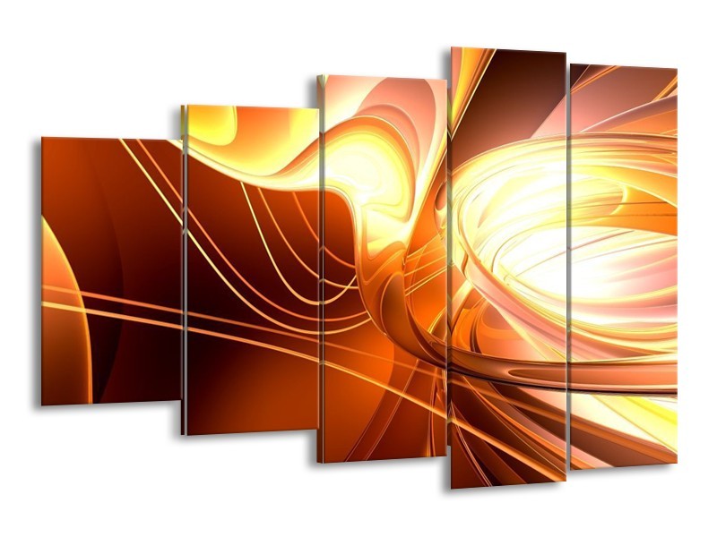 Canvas schilderij Abstract | Wit, Geel, Oranje | 150x100cm 5Luik