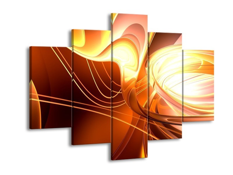 Canvas schilderij Abstract | Wit, Geel, Oranje | 150x105cm 5Luik