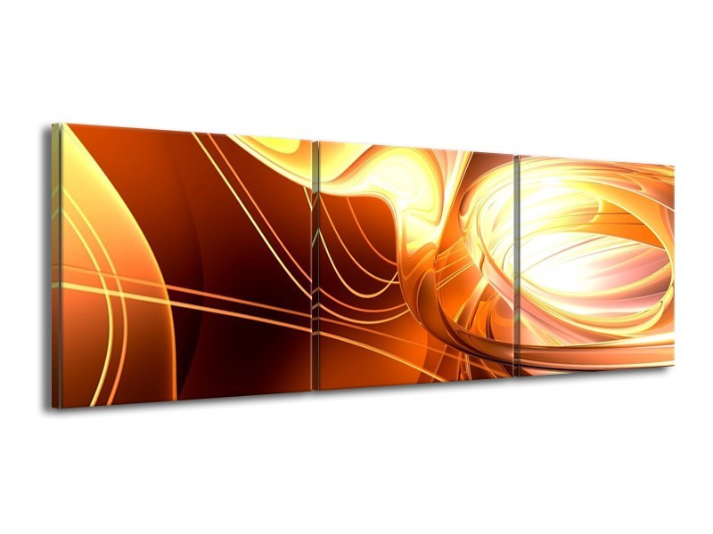 Glas schilderij Abstract | Wit, Geel, Oranje | 150x50cm 3Luik