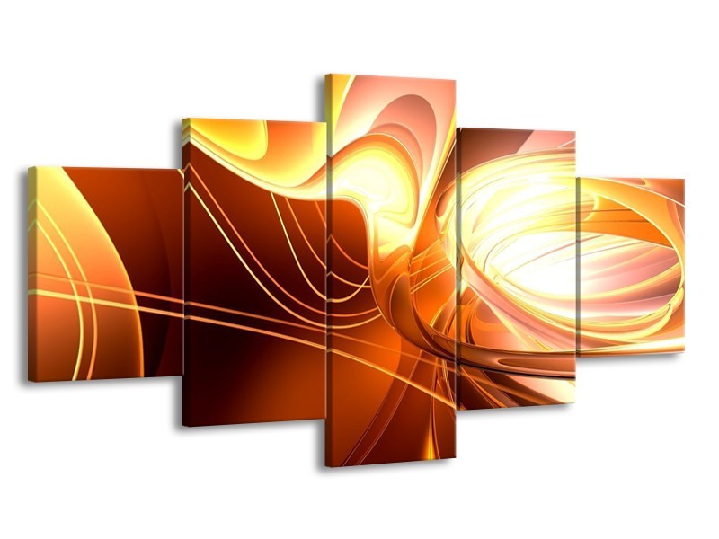 Glas schilderij Abstract | Wit, Geel, Oranje | 150x80cm 5Luik