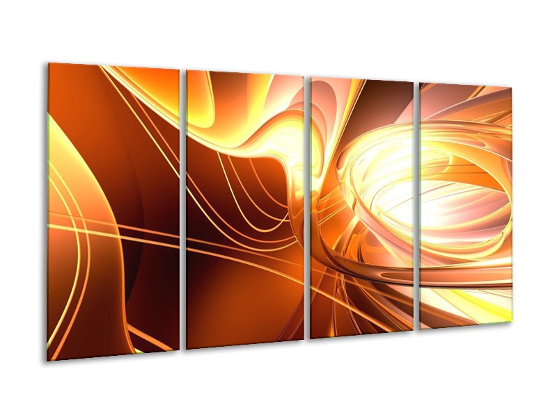 Canvas schilderij Abstract | Wit, Geel, Oranje | 160x80cm 4Luik