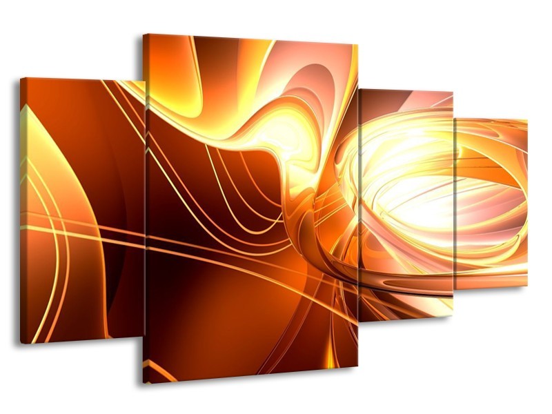 Glas schilderij Abstract | Wit, Geel, Oranje | 160x90cm 4Luik