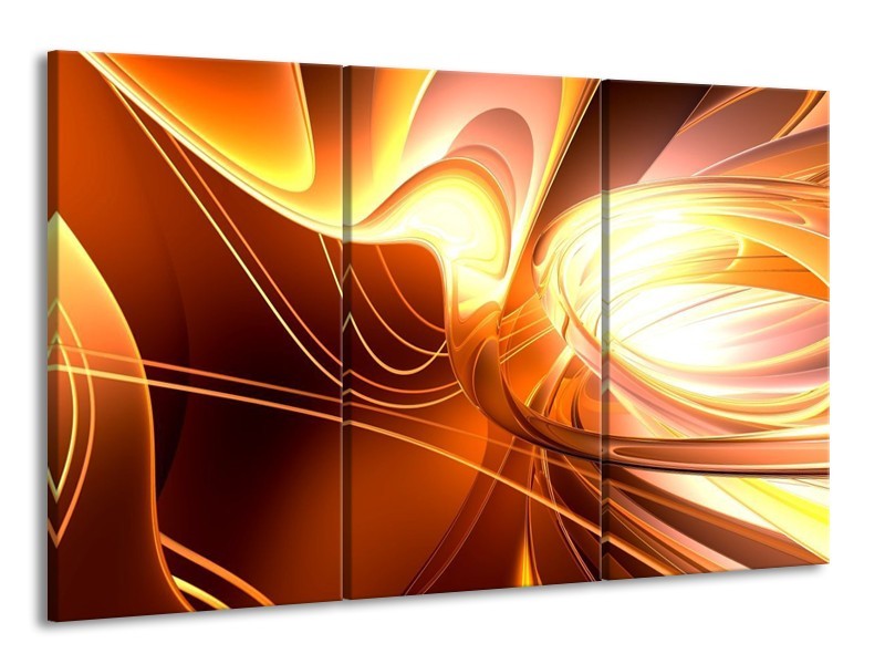 Canvas schilderij Abstract | Wit, Geel, Oranje | 165x100cm 3Luik