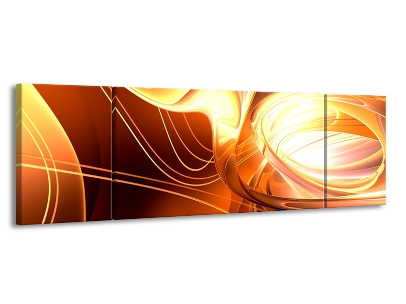 Glas schilderij Abstract | Wit, Geel, Oranje | 170x50cm 3Luik