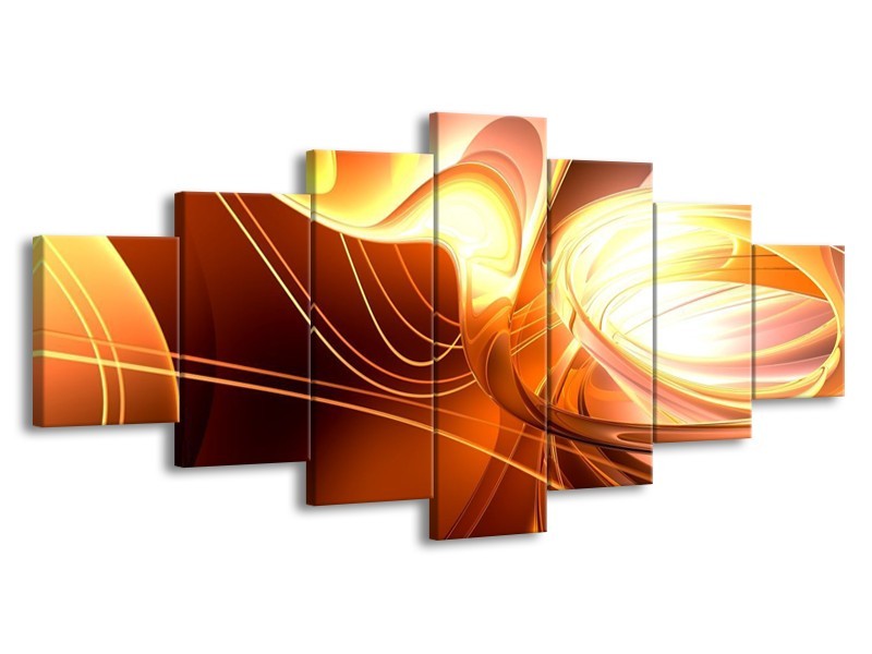 Glas schilderij Abstract | Wit, Geel, Oranje | 210x100cm 7Luik