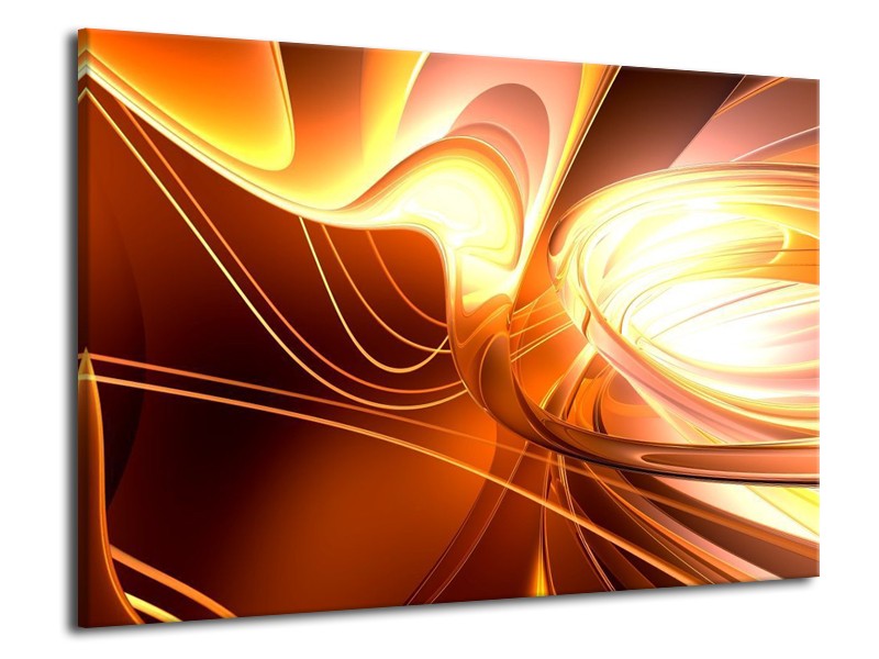 Glas schilderij Abstract | Wit, Geel, Oranje | 70x50cm 1Luik
