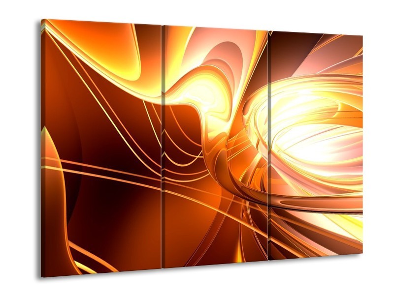 Glas schilderij Abstract | Wit, Geel, Oranje | 90x60cm 3Luik